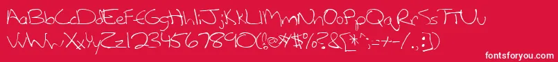 LanetteRegular-Schriftart – Weiße Schriften auf rotem Hintergrund