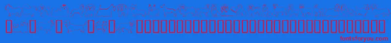 Puppins Font – Red Fonts on Blue Background