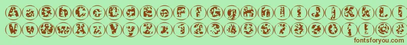 Swisscheesecircles02 Font – Brown Fonts on Green Background