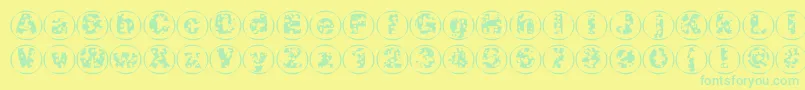 Swisscheesecircles02-fontti – vihreät fontit keltaisella taustalla