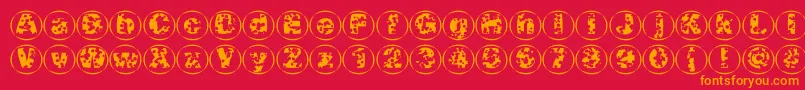 Police Swisscheesecircles02 – polices orange sur fond rouge