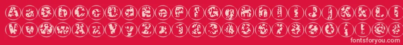 Fonte Swisscheesecircles02 – fontes rosa em um fundo vermelho