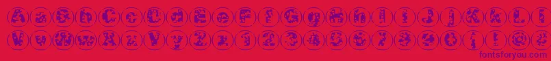フォントSwisscheesecircles02 – 赤い背景に紫のフォント