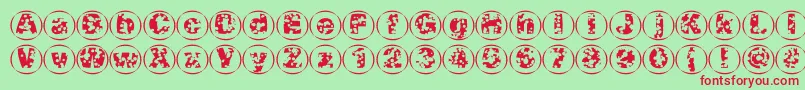 Swisscheesecircles02 Font – Red Fonts on Green Background