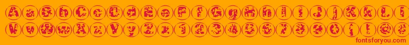 Шрифт Swisscheesecircles02 – красные шрифты на оранжевом фоне