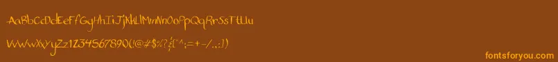 StandardNibHandwritten-Schriftart – Orangefarbene Schriften auf braunem Hintergrund