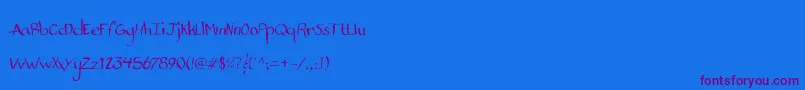 Fonte StandardNibHandwritten – fontes roxas em um fundo azul