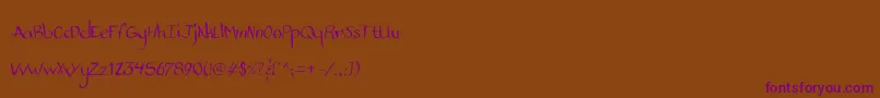 StandardNibHandwritten Font – Purple Fonts on Brown Background