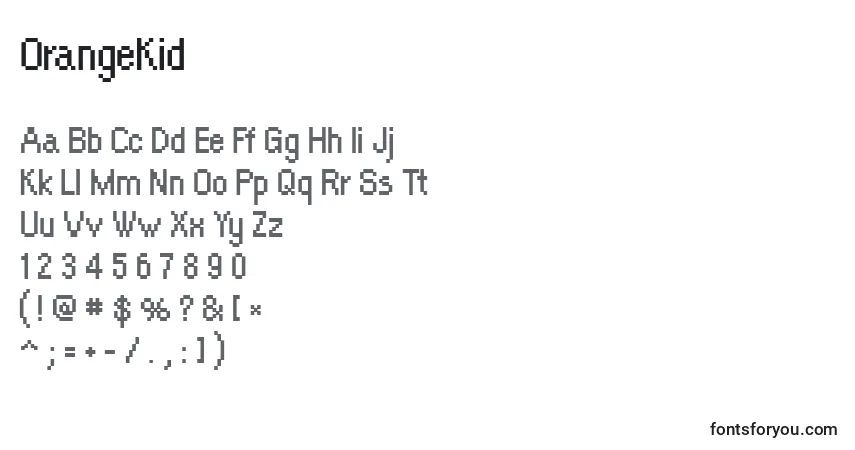 A fonte OrangeKid (106225) – alfabeto, números, caracteres especiais