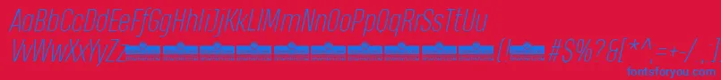 HeadingProExtralightItalicTrial Font – Blue Fonts on Red Background