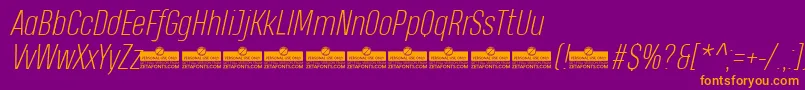 HeadingProExtralightItalicTrial Font – Orange Fonts on Purple Background