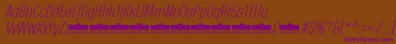 HeadingProExtralightItalicTrial Font – Purple Fonts on Brown Background