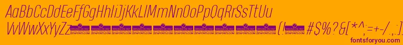 HeadingProExtralightItalicTrial Font – Purple Fonts on Orange Background