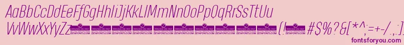 HeadingProExtralightItalicTrial Font – Purple Fonts on Pink Background