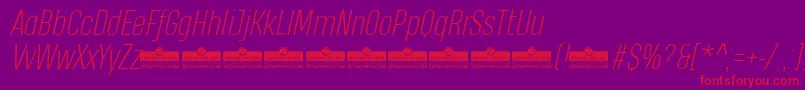 HeadingProExtralightItalicTrial Font – Red Fonts on Purple Background