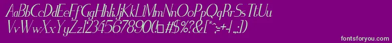 ZorusSerifItalic Font – Green Fonts on Purple Background