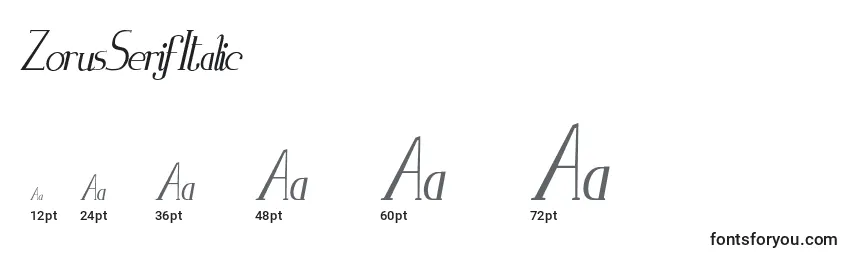 ZorusSerifItalic Font Sizes