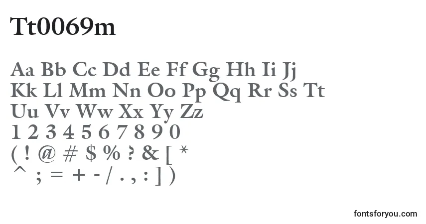 A fonte Tt0069m – alfabeto, números, caracteres especiais
