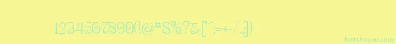 フォントNymphaOne – 黄色い背景に緑の文字