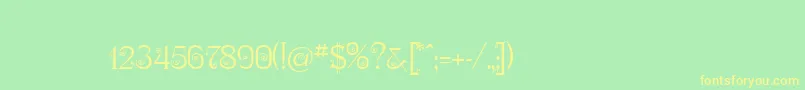 フォントNymphaOne – 黄色の文字が緑の背景にあります