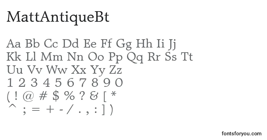 Шрифт MattAntiqueBt – алфавит, цифры, специальные символы