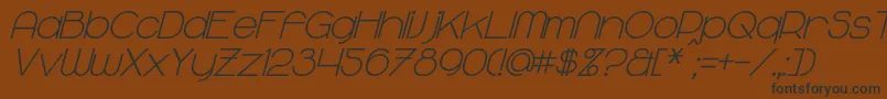 フォントMajoramBoldItalic – 黒い文字が茶色の背景にあります