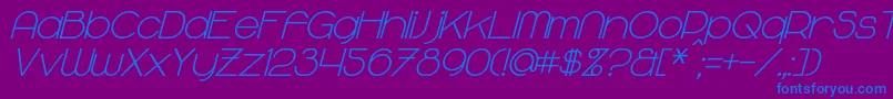 MajoramBoldItalic-Schriftart – Blaue Schriften auf violettem Hintergrund