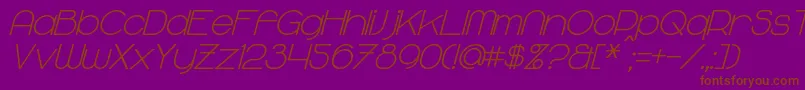 MajoramBoldItalic-Schriftart – Braune Schriften auf violettem Hintergrund