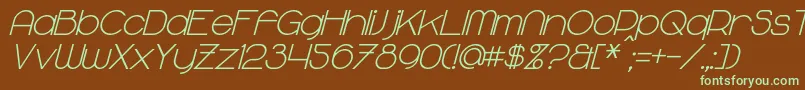 MajoramBoldItalic-Schriftart – Grüne Schriften auf braunem Hintergrund