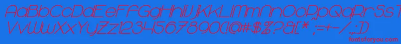 MajoramBoldItalic-Schriftart – Rote Schriften auf blauem Hintergrund