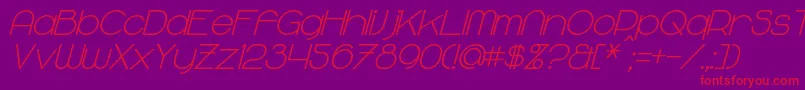 MajoramBoldItalic-Schriftart – Rote Schriften auf violettem Hintergrund