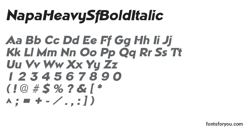 NapaHeavySfBoldItalic-fontti – aakkoset, numerot, erikoismerkit