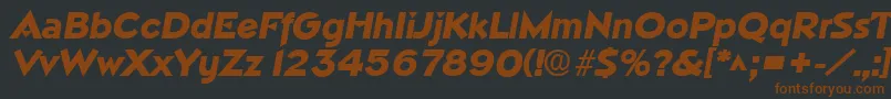 NapaHeavySfBoldItalic-fontti – ruskeat fontit mustalla taustalla