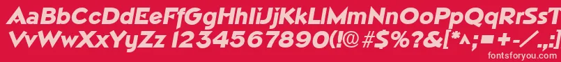 Weitere Informationen zur NapaHeavySfBoldItalic-Schriftart NapaHeavySfBoldItalic-Schriftart – Rosa Schriften auf rotem Hintergrund
