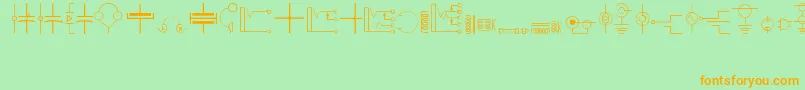 Electronics Font – Orange Fonts on Green Background
