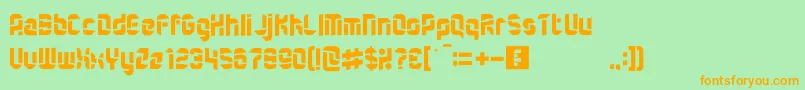 Weitere Informationen zur QuartermasterRegular-Schriftart QuartermasterRegular-Schriftart – Orangefarbene Schriften auf grünem Hintergrund