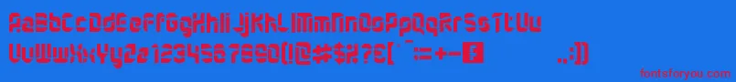 QuartermasterRegular-Schriftart – Rote Schriften auf blauem Hintergrund