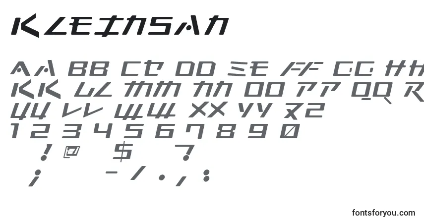 Czcionka Kleinsan – alfabet, cyfry, specjalne znaki