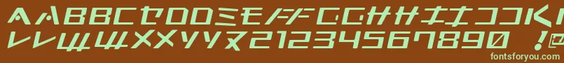 フォントKleinsan – 緑色の文字が茶色の背景にあります。