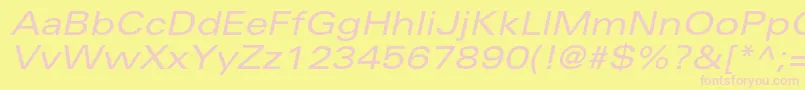 UniversltstdExobl-Schriftart – Rosa Schriften auf gelbem Hintergrund