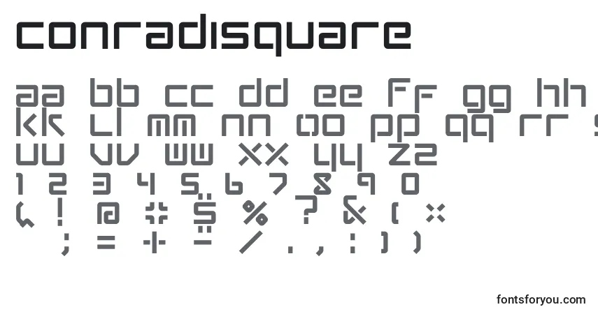 Schriftart ConradiSquare – Alphabet, Zahlen, spezielle Symbole