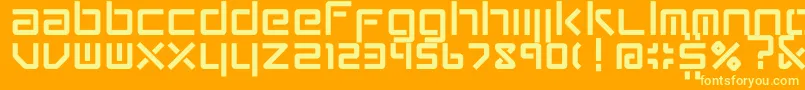 ConradiSquare-Schriftart – Gelbe Schriften auf orangefarbenem Hintergrund