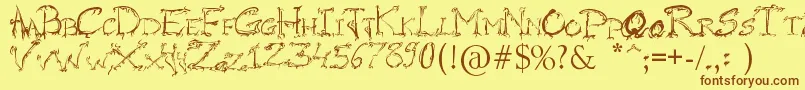 RaslaniHorrorz Font – Brown Fonts on Yellow Background