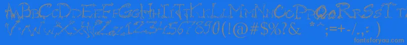 RaslaniHorrorz-Schriftart – Graue Schriften auf blauem Hintergrund