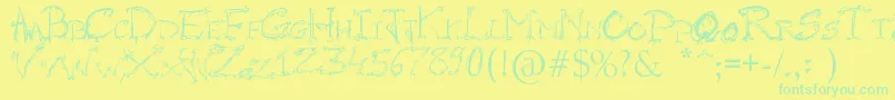 RaslaniHorrorz Font – Green Fonts on Yellow Background