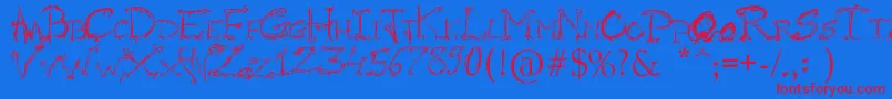 RaslaniHorrorz Font – Red Fonts on Blue Background