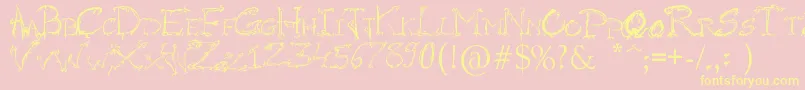 RaslaniHorrorz-Schriftart – Gelbe Schriften auf rosa Hintergrund