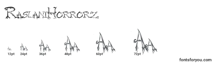 Размеры шрифта RaslaniHorrorz