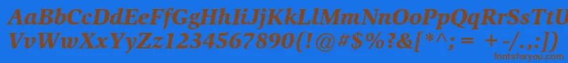 フォントSlimbachstdBlackitalic – 茶色の文字が青い背景にあります。