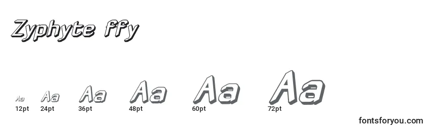 Размеры шрифта Zyphyte ffy
